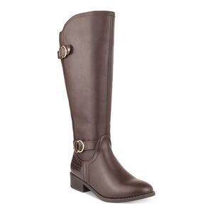 KAREN SCOTT Womens Brown Crocodile Wide Calf Leandraa Almond Riding Boot 6 M